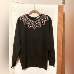 LINDSEY BLAKE BEDAZZLED BIB COLLAR SWEATER SZ M VINTAGE